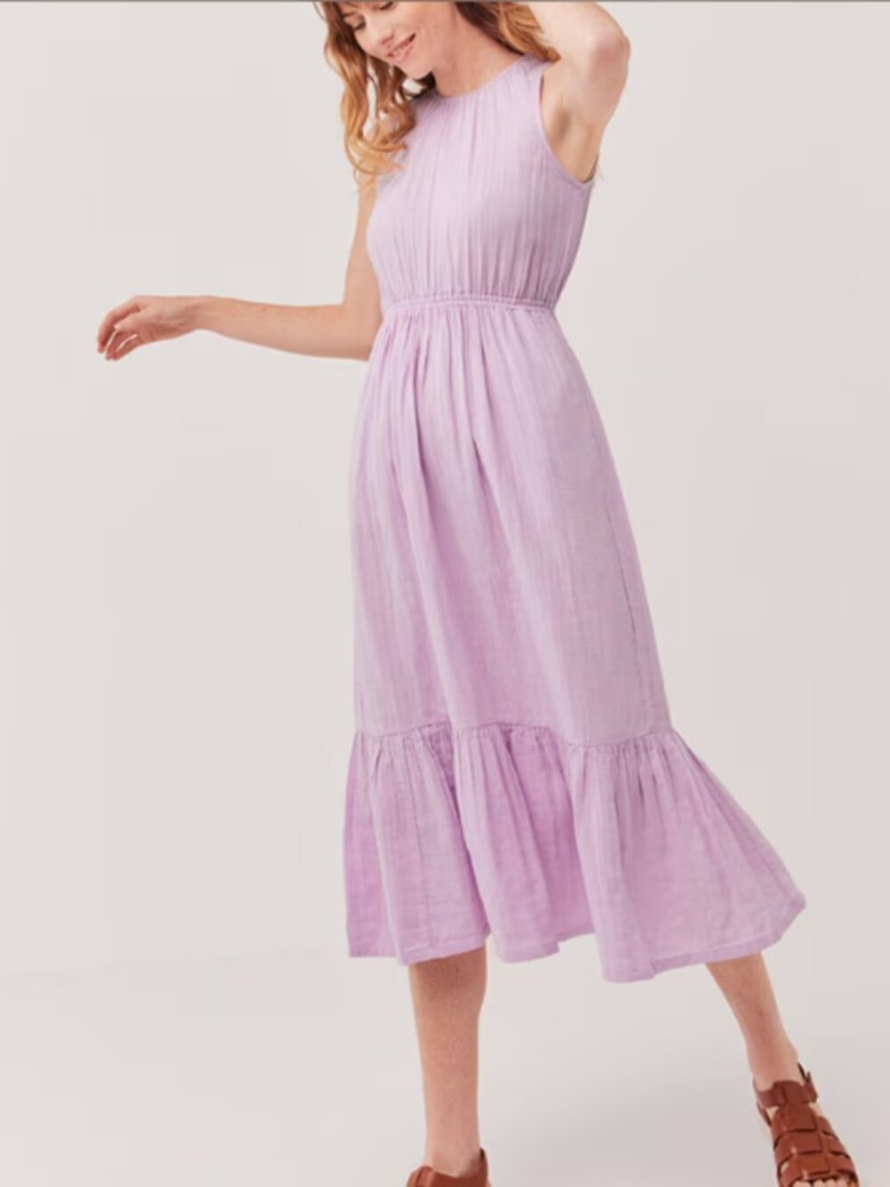 Large Pact Women's Coastal Double Gauze Cutout Midi Dress